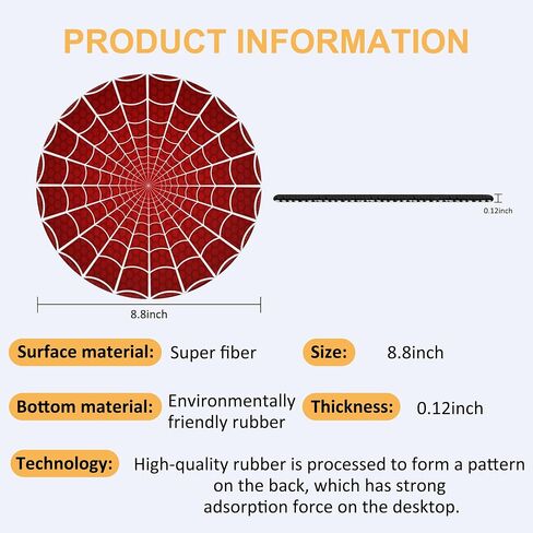 Mouse Pad, White Spider Web Round Desk Mat, 8.8" Red Cellular Background Round Gaming Mouse Pad with Non-Slip Base and Stitched Edge, Round Computer Keyboard Mouse Mat for Home Office Work,0.12" Thick in Saudi Arabia