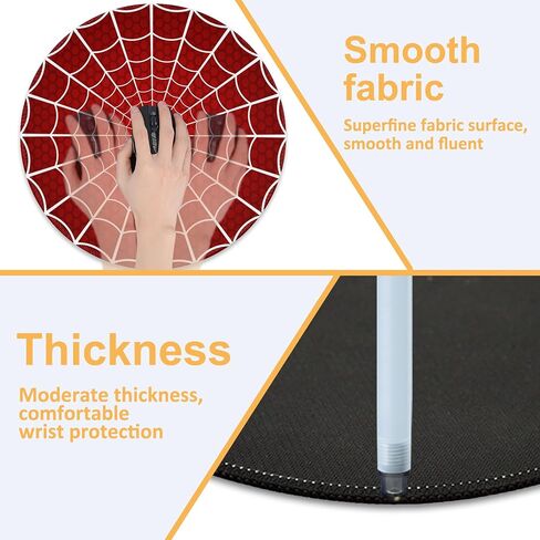 Mouse Pad, White Spider Web Round Desk Mat, 8.8" Red Cellular Background Round Gaming Mouse Pad with Non-Slip Base and Stitched Edge, Round Computer Keyboard Mouse Mat for Home Office Work,0.12" Thick in Saudi Arabia
