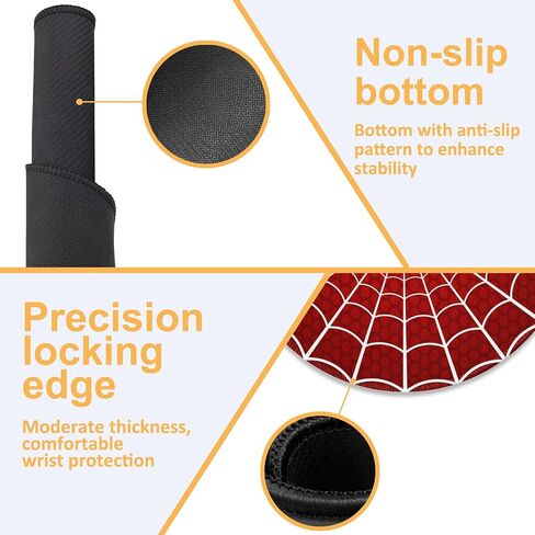 Mouse Pad, White Spider Web Round Desk Mat, 8.8" Red Cellular Background Round Gaming Mouse Pad with Non-Slip Base and Stitched Edge, Round Computer Keyboard Mouse Mat for Home Office Work,0.12" Thick in Saudi Arabia
