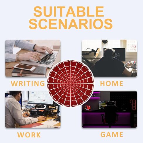 Mouse Pad, White Spider Web Round Desk Mat, 8.8" Red Cellular Background Round Gaming Mouse Pad with Non-Slip Base and Stitched Edge, Round Computer Keyboard Mouse Mat for Home Office Work,0.12" Thick in Saudi Arabia