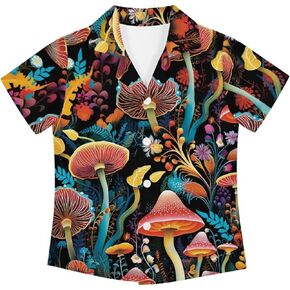 Kids Boy Button Up Shirt Short Sleeve Collared Hawaiian Shirt Cute