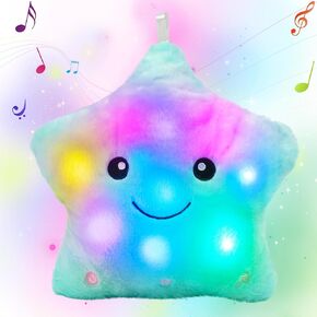 Cuteoy Musical Rainbow Star Plush Pillow Glowing Twinkle Night Light Stuffed Animal LED Toys Adjustable Volume Birthday for Girls Boys