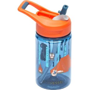EcoVessel SPLASH Tritan Plastic Kids Water Bottle with Straw, Leak Proof Flip Top Lid, and Carry Handle Kids Cups Sports Water Bottle 12 oz (Fox)