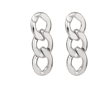 14K Gold Plated Punk Style Thick Link Chain Charm Pendant Long Geometric Symmetrical Dangling Stud Earrings for Women Girls