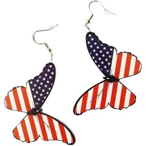 Red White Blue Patriotic Dangle Drop Earrings Butterfly Cake Sunflower Goblin Funny Acrylic Earrings 4th of July Independence Memorial Day Party Gift For Women Girls