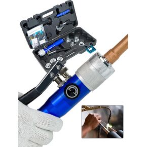AMZCNC Hydraulic Tube Expander Compact Swaging Tool Kit with Tube Cutter, Deburring Tool and 7 Expander Heads for 3/8 to 1-1/8 Inches Copper Pipes HVAC Expander Tools (3/8“~1-1/8")