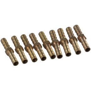10 Pieces 1/4" Hose Barb,Brass Hose Barb Fitting Metals Splicer Mender,Brass Hose Barb Reducer for Water/Fuel/Air