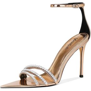 Womens Sparkly Rhinestone D'Orsay Ankle Strap Buckle Heels Weddings Sandals