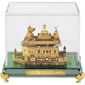Golden Temple Amritsar Model, A Sikh Religious Crystal with Golden Plate Must for Every Sikh Religious Family, Office, and Sikh Auspicious Purpose, Gurudwara Décor (Square Small)