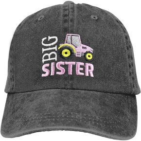 Big Sister Tractor Hats for Girls, Cute Cotton Embroidered Pink Toy Trucks Kids Baseball Cap