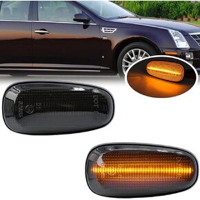 STS Clear Lens Side Marker Lamps Replacement for Cadillac STS 2005-2011 Driver Side/Passenger Side Fender Amber LED Turn Signal Lights Kits