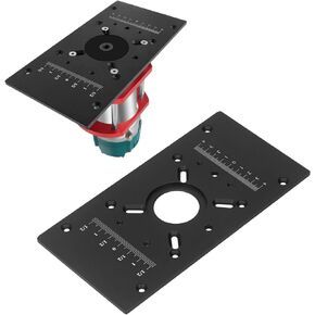 Router Table Insert Plate, DIY Aluminum Alloy Lift System for Woodworking Benches, 2 Insert Ring, Router Table Machine Wood Tools,Router Lift Base Board Accessories for Multiple Routers (Red)