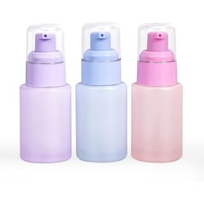 6 Pcs Empty Glass Pump Bottle for Oil, 1 oz Travel Bottles for Toiletries, Frosted Foundation Bottle, Refillable Containers Leak Proof for Lotion, Liquid, Cream, Cosmetic, Essential Oil