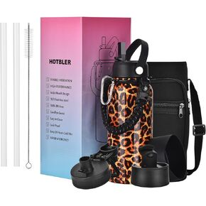 32oz Water Bottle with Paracord Handle & Carrier Bag &Silicone Boot, Double Wall Vacuum Stainless Steel Insulated Jug with Sleeve,Straw Spout Flip Lids, Large Sports Flask Keep Cold & Hot