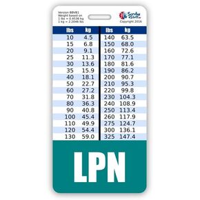 LPN Badge Buddy Vertical w/Height & Weight Conversion Charts (Pink)
