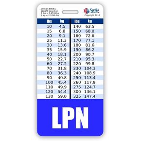 LPN Badge Buddy Vertical w/Height & Weight Conversion Charts (Pink)