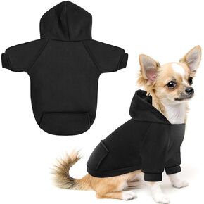 Idepet Pet Dog Hoodies Dog Clothes for Small Dogs Vest Chihuahua Clothes Warm Coat Jacket Autumn Puppy Outfits Cats Dogs Clothing(S,Black)