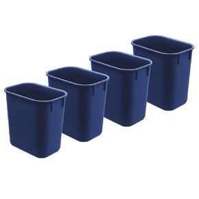 Acrimet Wastebasket, Deskside Bin, 3.25 Gallon/13 Quart/ 12 Liter (Plastic) (Blue Color) (Set of 4)