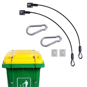 Black Garbage Trash Can Locks with Wire，2PCS Trash Can Lid Lock Outdoor for Animals, Metal Garbage Can Lid Lock Strap, Bear Proof Trash Can Strap for Bear, Dogs, Squirrels Etc,for Any Size Trash Can.