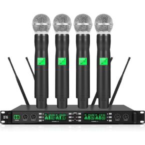 XTUGA MK-230 4 قنوات تنوع حقيقي UHF نظام ميكروفون لاسلكي ميكروفون لاسلكي مع 4 ميكروفون محمول باليد بناء معدني تردد قابل للتعديل مسافة طويلة 328 قدم للمناسبات الخارجية لحفلات الكنيسة in Kuwait
