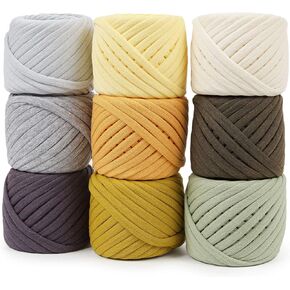 T-Shirt Yarn Fettuccini Zpagetti Set, 9 Balls Total of 196 Yards, Tshirt Yarn Kit for Crocheting, Ribbon Cotton Yarn, Knitting Yarn Ball, T Yarn Organic, T-Yarn - Angelina Set