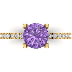 Clara Pucci 1.74 Brilliant Round Cut Solitaire Simulated Alexandrite Accent Anniversary Promise Engagement ring Solid 18K Yellow Gold
