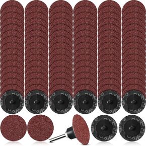 Newwiee 150 Pieces 2 Inch Sanding Discs 36 Grit Roll Lock Die Grinder Sanding Disc for Surface Prep Strip Grind Polish Finish Burr Rust Paint Removal Red