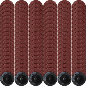 Newwiee 150 Pieces 2 Inch Sanding Discs 36 Grit Roll Lock Die Grinder Sanding Disc for Surface Prep Strip Grind Polish Finish Burr Rust Paint Removal Red