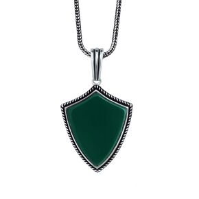 Mens Gemstone Shield Necklace, Arrowhead Gemstone Pendant, Sterling Silver Shield Necklace, Shield Pendant for Men, Birthday Gift Jewelry (White Turquoise)