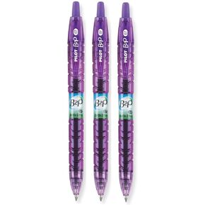 Pilot B2P Colors Retractable Gel Pen, Purple Ink, Fine Point, 3 Pc