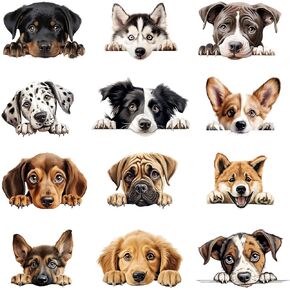9pcs Coffee Dogs Iron On Heat Transfer Stickers Ready to Press Vinyl Decal Patches for Jeans T-Shirt Jackets Backpacks Pillows DIY Appliques Decor