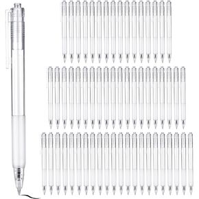 Ctosree 100 Pcs White Barrel Gel Pens 0.7mm Retractable Black Ink Pens Fine Point Tip Ball Point Aesthetic Pens Bulk Click Office Pens for Smooth Writing Drawing Sketching Journaling Supplies