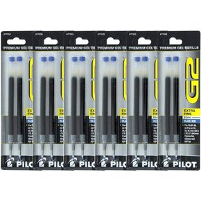 Pilot G2, Dr. Grip Gel/Ltd, ExecuGel G6, Q7 Rollerball Gel Ink Pen Refills, 0.5mm, Extra Fine Point, Blue Ink, Pack of 12