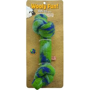 Wool Knotted Bone Chew Toy, 8.5-Inch, Magenta