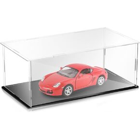 Acrylic Display Case 1: 18 Model Car Display Case with Black Base Clear Storage Stand Box for Car Toy Collectibles