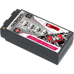 GAONENG GNB 6000MAH 2S HV 7.6V 150C Short Shorty Pack 5.0mm Bullet Hard Case RC LiPo Battery 1:10 1:12 Scale RC Race Car LiHV