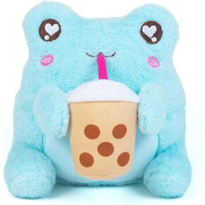 لعبة Cuddle Barn PlushGoals - لعبة Coffee Sippin' Wawa The Froggie الناعمة باللون الأخضر الليموني المعطرة على شكل حيوان كاواي الضفدع القطيفة، 6 بوصات in Kuwait