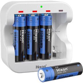 Rechargeable Lithium Batteries AA with Charger,Hixon 3500mWh High-Capacity AA Rechargeable Battery,Constant 1.5V Rechargeable Double A,1600 Cycle AA Li-ion Battery,Max 3A Current[8AA+1Charger]