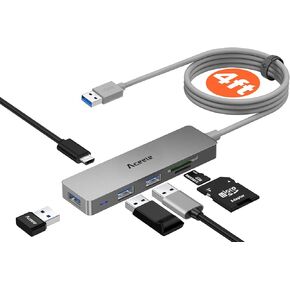 Aceele 10Gbps USB C Hub, USB-C 3.2 Splitter with 2 USB A 3.2 & 2 USB C 3.2 + Type-C Power Port, USB 3.2 Gen 2 Hub with 3.3ft Extender Cable for MacBook Pro/Air, Etc(Not Support Charging/Monitor)