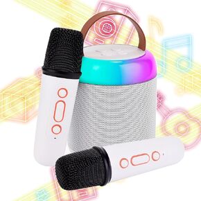 Mini Karaoke Machine,Portable Bluetooth Speaker with 2 Wireless Microphones for Kids Adults, Songs Toys for Boys and Girls Birthday Gifts Home Party Indoor Outdoor Activities