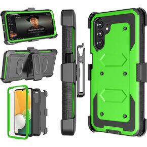 Njjex Rugged Case For Samsung Galaxy A13 5G, For Galaxy A13 5G Case, [Nbeck] Heavy Duty Built-in Screen Protector Locking Swivel Holster Belt Clip Kickstand Hard Shell Cover for Samsung A13 5G [Black]