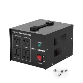 Voltage Converter Transformer 1500w Step Up/Down Power Converter AC 110V/220V with Two Spare Fuses Universal Outlet Home Commercial Black