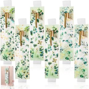Qilery 6 Pcs Elastic Band Pen Holder for Notebook Boho Cactus Leaves Minimalist PU Leather Pen Sleeve Pouch Adjustable Pen Case for Hardcover Journals Planners Back to School Gift (Boho)