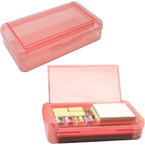 1 PCS Pencil Box,Double Layer Large Capacity Pencil Box,Translucent Plastic Hard Pencil Box, with Snap-tight Lid Stackable Pencil Box, Pencil Box for Office School Supplies Pen Boxes (Blue)