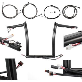 TIGERSGATE 14" Rise 1.25" Fat Ape Hanger Handlebar & Wires & Cables Complete Kit for 2021 & 2023 Harley Road Glide Models (Black） in Kuwait