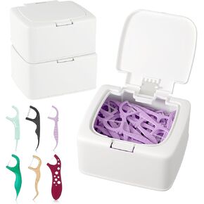 Dental Floss Picks Dispenser with Press Flip Top Cover - Quick Refill, Odor-Free Floss Holder for Home Use, Compact Storage Case in Saudi Arabia