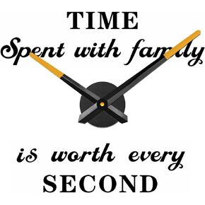 VANGOLD Large Wall Clock Hands 3D DIY Clock Hands Needles with Clock Mechanism & Wall Sticker for Home Living Room Office Wall Decor (Silver Black)