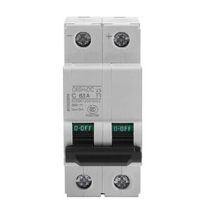 Miniature Circuit Breaker, DC Circuit Breaker, 2P 250V 63 Amp Low Voltage Din Rail Mount DC Circuit Amp Solar Double Pole Miniature Air Circuit Breaker