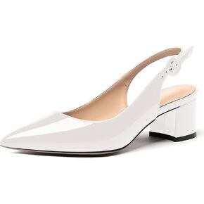 WAYDERNS Women's Patent Leather Ankle Strap Pointed Toe Slingback Low Kitten Heel Pumps Office Work Dress Shoes 2 Inch