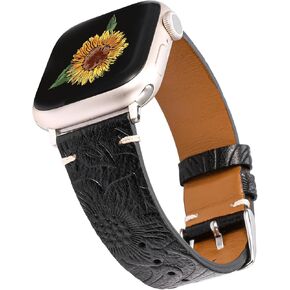 Wearlizer Retro Floral Relief Band Compatible with Apple Watch Bands 41/40/38/4245/44/42/46/49mm, Soft Leather Western Vintage Classical Strap for Women iWatch Series 11/10/9/8/7/6/5/4/3/2/1/SE/Ultra in Saudi Arabia